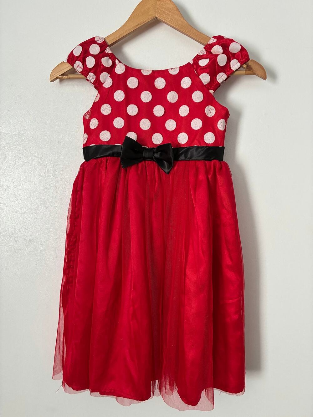 Disney Minnie Mouse 6X Red Polka Dot Tulle Costume Dress Halloween